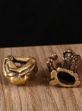 纯黄铜办公桌面小摆件达摩祖师茶宠饰品工艺品礼品手把玩件小铜器