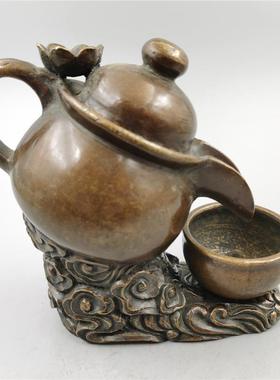 黄铜梅花壶形倒流香 香道倒流香炉熏香炉 沉香盘香炉