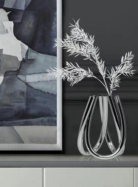 简约现代创意装饰品几何摆件板房客厅样板间书房桌面金属六孔花器