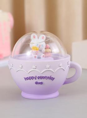 茶杯兔兔小夜灯可爱小兔子温馨浪漫氛围灯床头装饰暖光星星灯