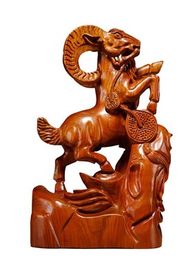 花梨木雕羊摆件雕刻工艺品木羊十二生肖羊三羊开泰红木摆件木质羊