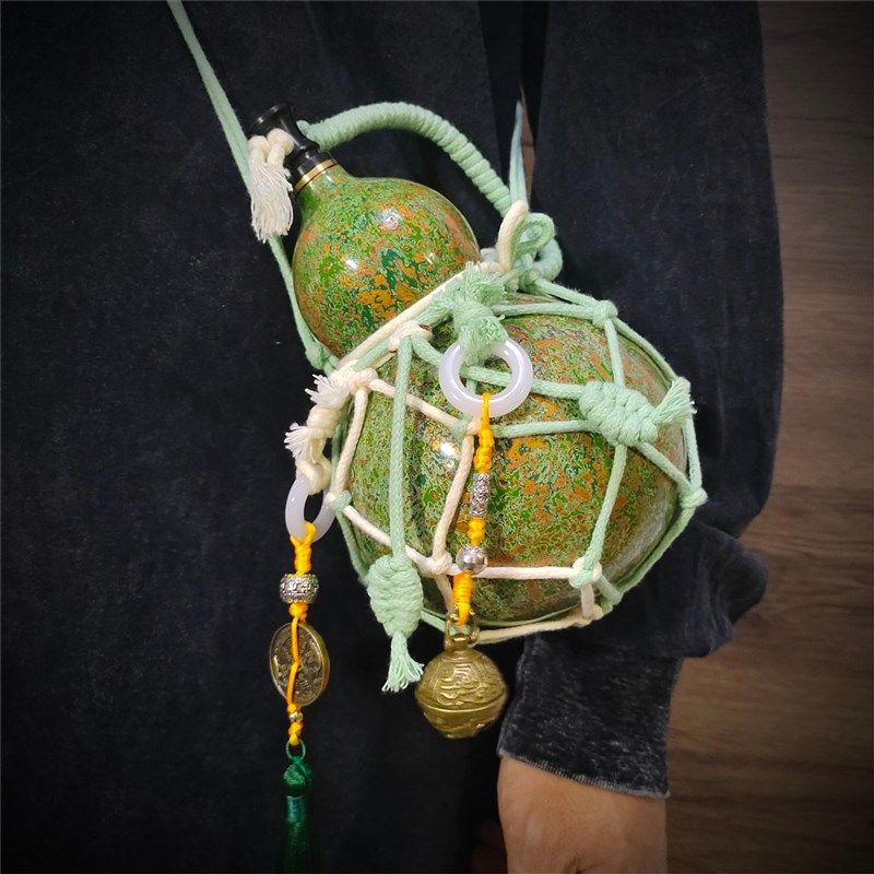 大漆葫芦酒壶网兜背绳酒葫芦斜挎背带手工麻绳水壶编绳带铜钱龟甲,淘宝优惠券,粉丝福利购,淘宝优惠卷