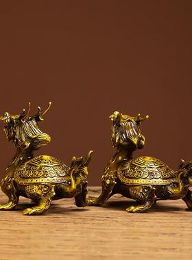 铜龙龟摆件艺龙头龟赑屃霸办式下神37723779兽中家用客厅公室装饰