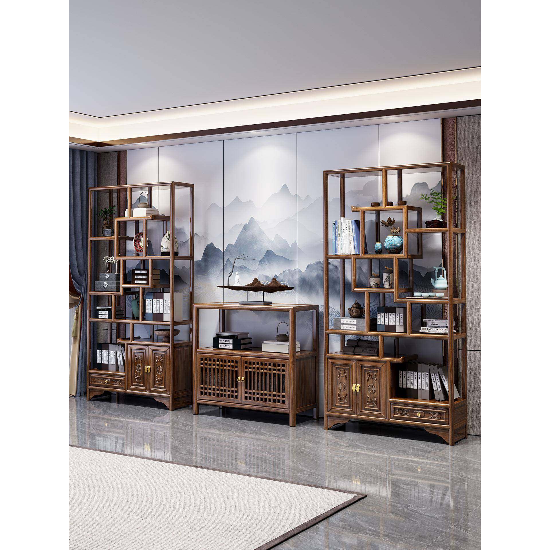 木新实中式博古架宝阁置物架办公茶展示柜古室董隔断多陈列HMD书,淘宝优惠券,粉丝福利购,淘宝优惠卷