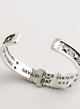 正品一手工制作cody sandeson母 r纳瓦霍开 口925休纯银字潮流手