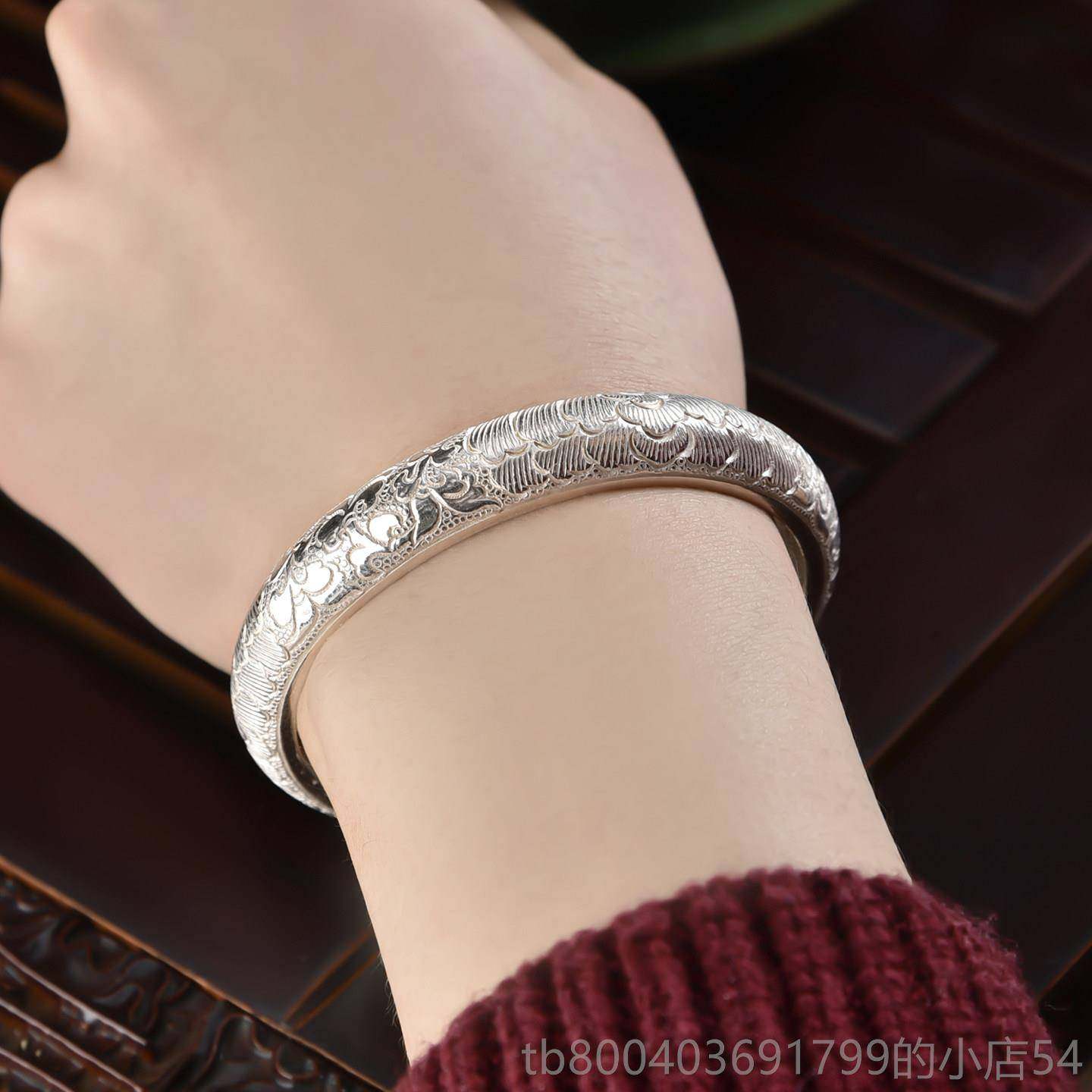 高档定制民族风古法老式熟真银银999足银纯手镯闭手口环可刻字扁,淘宝优惠券,粉丝福利购,淘宝优惠卷