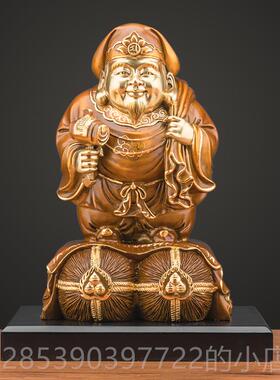 新款福佑工林黄铜三面大黑天财神像 密宗艺招手财摆神家居客厅件