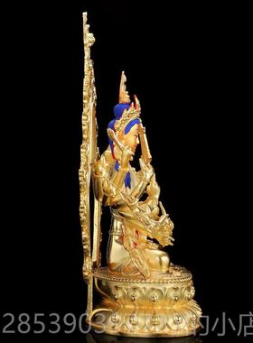 新款准佛母像黄铜鎏金居家奉提9寸佛堂摆件藏传供准提菩萨佛全像