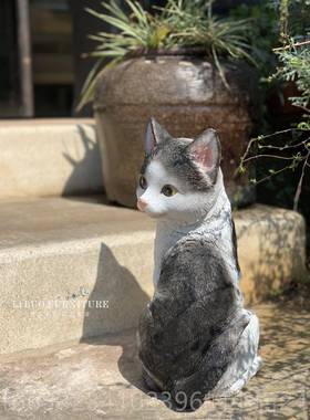 高档花园摆件卡通动物爱小园猫户外林景观雕别墅庭院塑幼儿园装饰