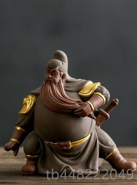 正品中式送意羽关关公陶瓷摆饰家居客厅书法玄关桌面装饰品工艺礼