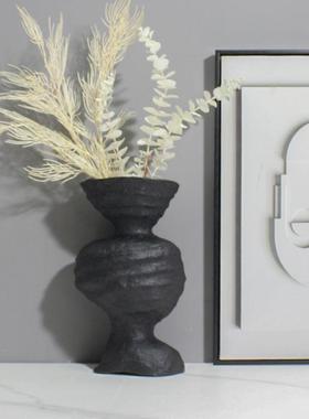 现代创意简约歪脖子造型白色花器摆件古朴创意工艺品干花花插瓶