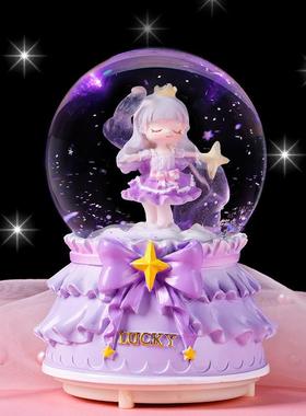 多款卡通情侣水晶球树脂摆件少女心飘雪水球八音盒儿童玩具音乐盒