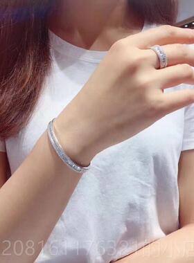 正品卓银蝶珠宝仿手镯95纯镀18k白金满钻钻梯T方钻石手2镯情侣手