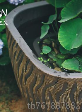 正品御泥水缸大花三盆鱼缸落地摆庭院古园林陶瓷仿大缸花坛阳台件