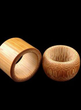 天然老玉竹实心竹扳指戒指男女款文玩竹子竹根雕饰品