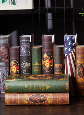 欧式复古假书装饰品摆件酒柜书架摄影拍照道具书模型创意摆设书壳