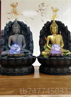 新款桌面招件财流水客摆禅意喷泉厅加湿器东亚南家居装饰品佛像摆
