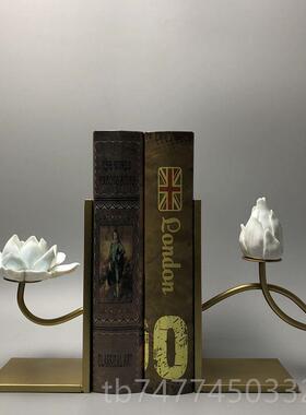 新款新中式现代创意瓷铜荷件样板陶房客厅花酒柜玄关电视柜摆软装