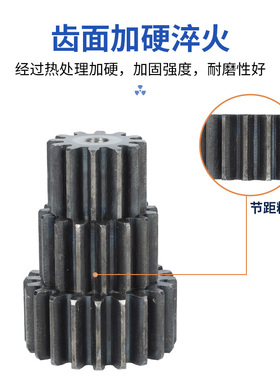 4模正齿轮45号钢齿条配件定制传动齿轮51齿到70齿圆柱齿轮直齿轮