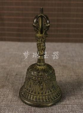 尼泊尔手工黄铜五股金刚铃杵大号响铜碰钟摇铃修法铃藏传密宗法器