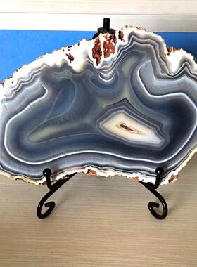 天然摆俏色玛瑙原切片011石橱窗装饰件超大款原玛瑙玉髓摆石件