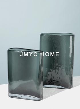 面简约玻璃客厅茶QVT几插花板器摆件样间餐厅吧桌插干花台瓶软装