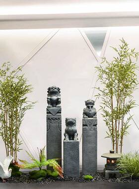 林新中式仿古FF155-AB做旧落石狮拴马桩系列客厅展示园庭景院造装