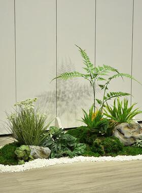 室内izwwnJn4道绿过植造计假绿植玄关形象墙设景观楼梯景下枯山水