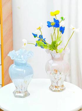 欧彩式色019玻璃摆芬顿花瓶六角花瓶客厅餐桌居插花器家皿工艺品