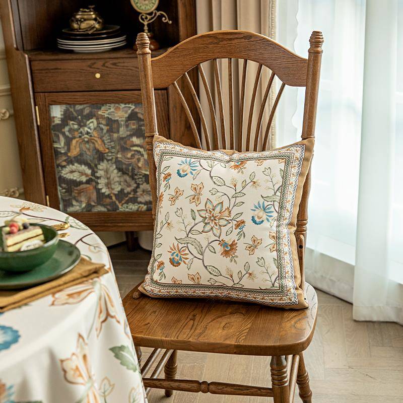 花美式印抱枕餐桌腰枕客4厅沙发20221231靠枕方形护5*45办公室午 - 图0