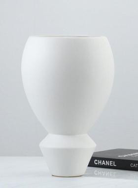 现FOI简约凹肚花瓶摆件代客厅关电视柜玄脂插花器样板间售楼处树