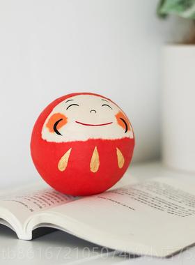 高档日本进口龙虎堂手作达和可爱猫咪摩不倒摆翁件创意车载纸摆件