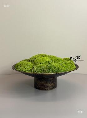 陶瓷新永中式生青苔植物景盆样板房客厅书房茶几桌面t$*&hsdf摆件