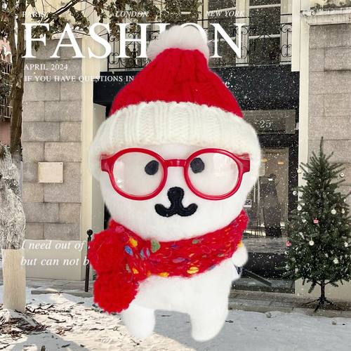 自嘲熊挂件娃衣蓝色毛线帽子围巾可爱冬季娃娃围巾配饰便宜 - 图1