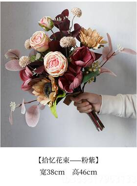 高档玫瑰玉装兰仿真花束假花高奢花艺摆件客厅轻餐档桌花饰品干花