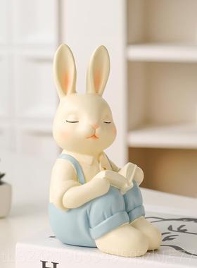 高档家居装桌饰意品面创小众兔子书靠书立摆件高级感电柜视酒柜办