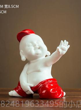 新款意嘻哈弥创勒佛陶摆件瓷小和街舞小子办公室桌面装饰品开尚业