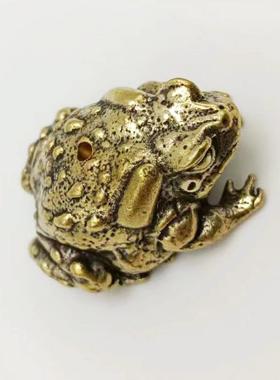 黄铜金蟾摆件香插手把件桌面茶宠家居办公室装饰品创意金属工艺品