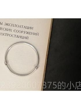 正品秋叶夏纯银手镯女999银心推拉简花约铃铛细镯子定制实刻足字