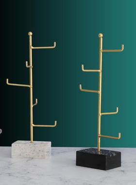 北欧简约现代水磨石底坐首饰架家居卧室梳妆台收纳展示架创意装饰