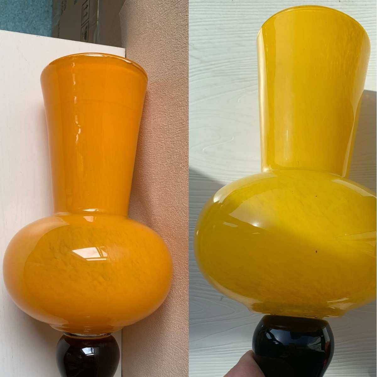 橙色复古新中式高脚花瓶中古风琉璃软装摆件鲜花百合水养玻璃花器,淘宝优惠券,粉丝福利购,淘宝优惠卷