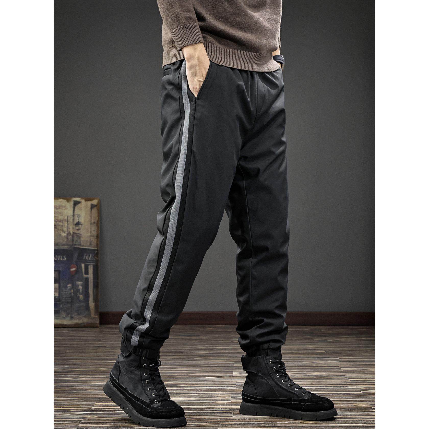 2025冬季新款90鹅绒条纹羽绒裤男加厚保暖休闲棉裤运动束脚长裤潮,淘宝优惠券,粉丝福利购,淘宝优惠卷