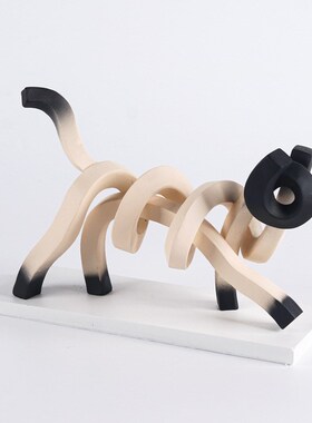 现代简约创意卡通线条抽象猫咪动物摆件家居桌面样板房间软装饰品