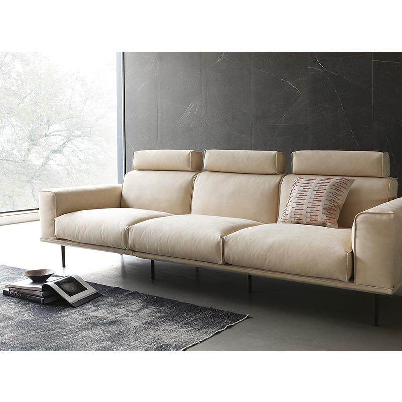 北欧表情/意式简约中古高靠背头枕科技布布艺沙发4人位羽绒奶油风,淘宝优惠券,粉丝福利购,淘宝优惠卷