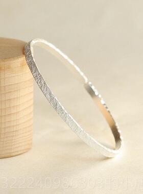 正品惜物《拾光手》原简大约现做磨砂990足银工创纯银手镯理唯美