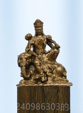 正品简修行坐白象普贤如来文殊普王贤像像黄铜像雕像精佛致迷你随