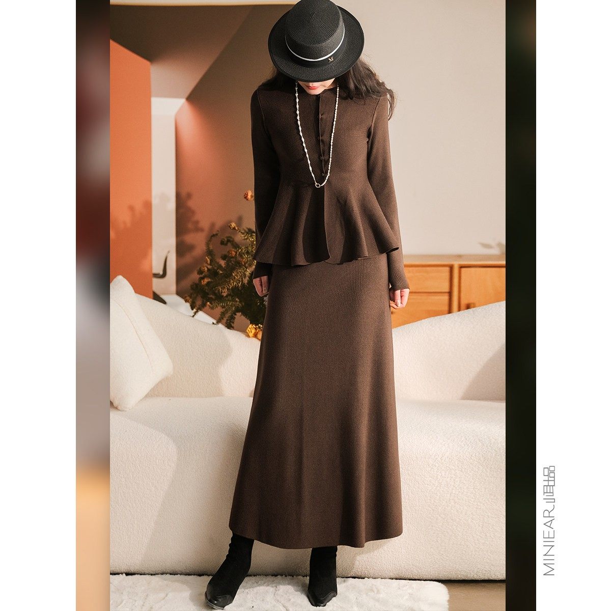 小耳出品【法国梧桐】温柔大姐姐风安迪绒波浪摆开衫半身裙两件套,淘宝优惠券,粉丝福利购,淘宝优惠卷