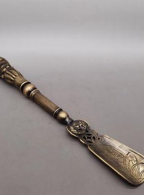 黄铜龙头鞋拔子家居摆件黄铜寿星鞋拔子摆设工艺品