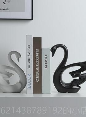 高档汉美欧简贝约黑白侣天鹅摆件结情婚礼物创意北客厅酒柜装饰品