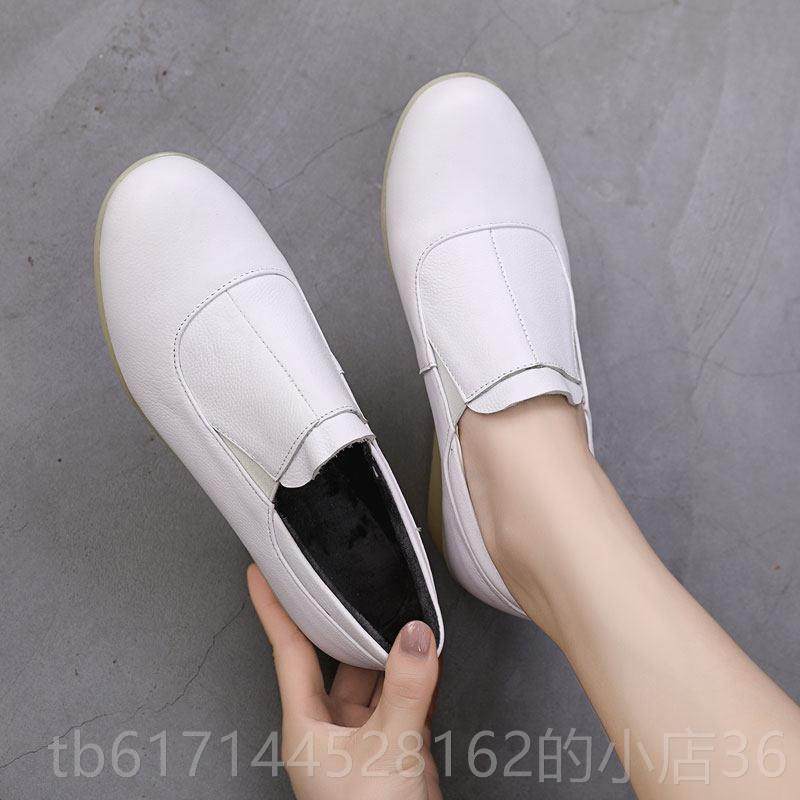 正品深口护士白色圆鞋头坡软跟牛筋底休闲舒中适女单皮鞋棉鞋,淘宝优惠券,粉丝福利购,淘宝优惠卷